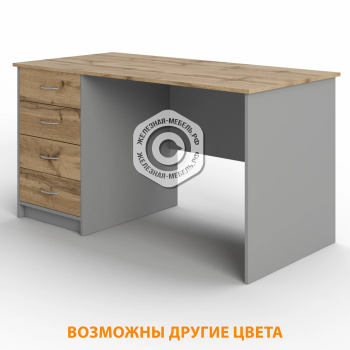 Стол рабочий СрТ-15 (1600х600х750) с тумбой (корпус ЛДСП серый, столешница ЛДСП дуб вотан)