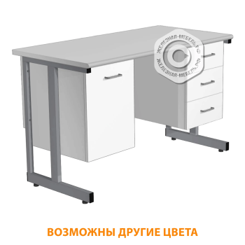 Стол лабораторный СЛ-206/1 &laquo;Премиум&raquo; (столешница постформинг серый, тумба ЛДСП белый, каркас серый)