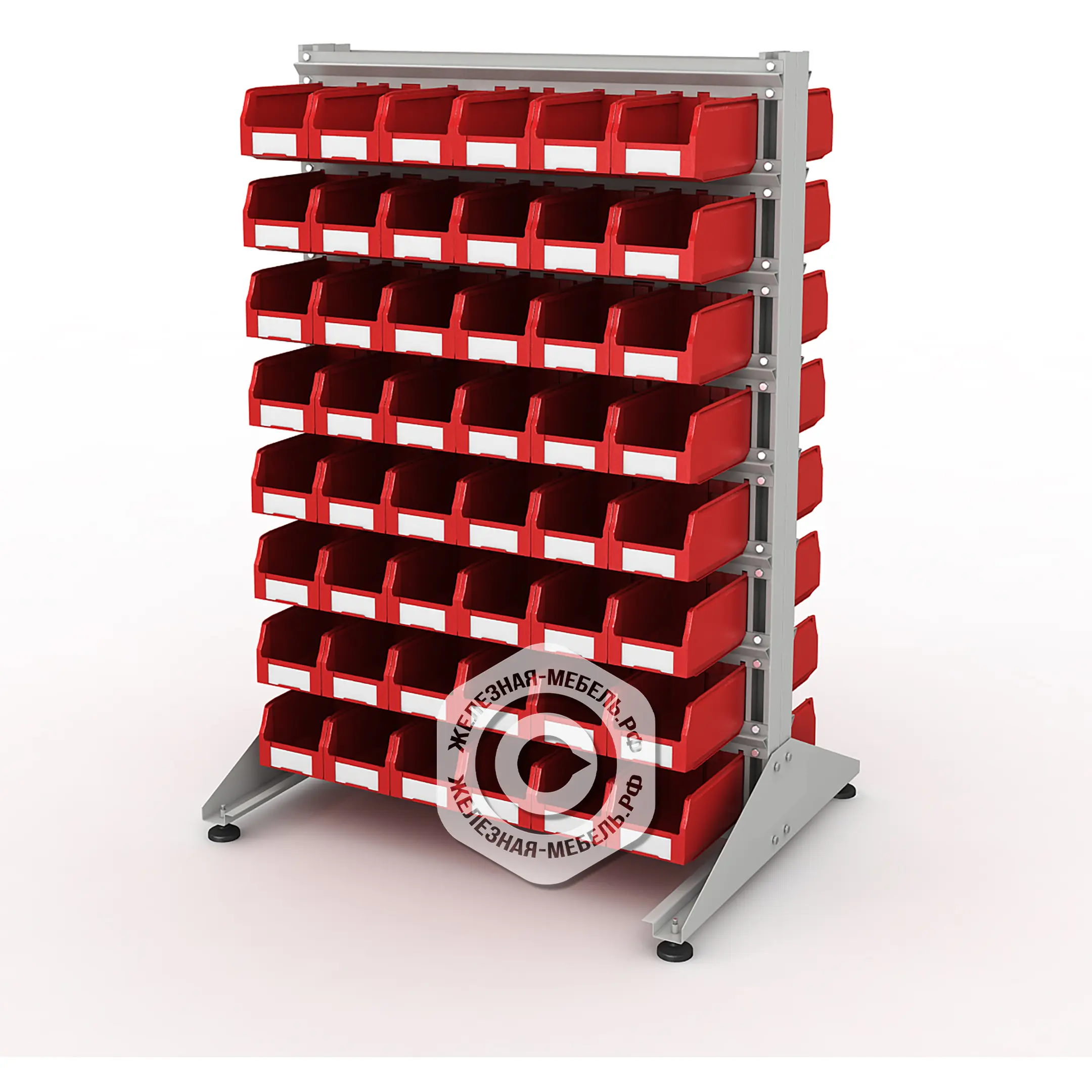 Стеллаж для пластиковых лотков SORTEX двухсторонний 1500x1000x800.02