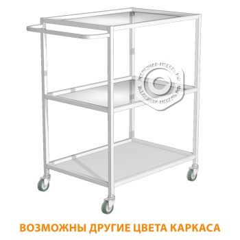 Стол инструментальный (колеса резина) Ти-2 (каркас белый)