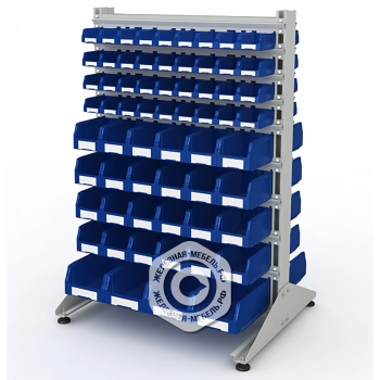 Стеллаж для пластиковых лотков SORTEX двухсторонний 1500x1000x800.05
