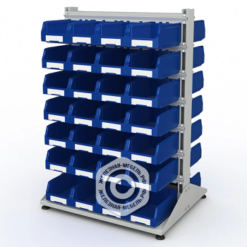 Стеллаж для пластиковых лотков SORTEX двухсторонний 1500x1000x800.03