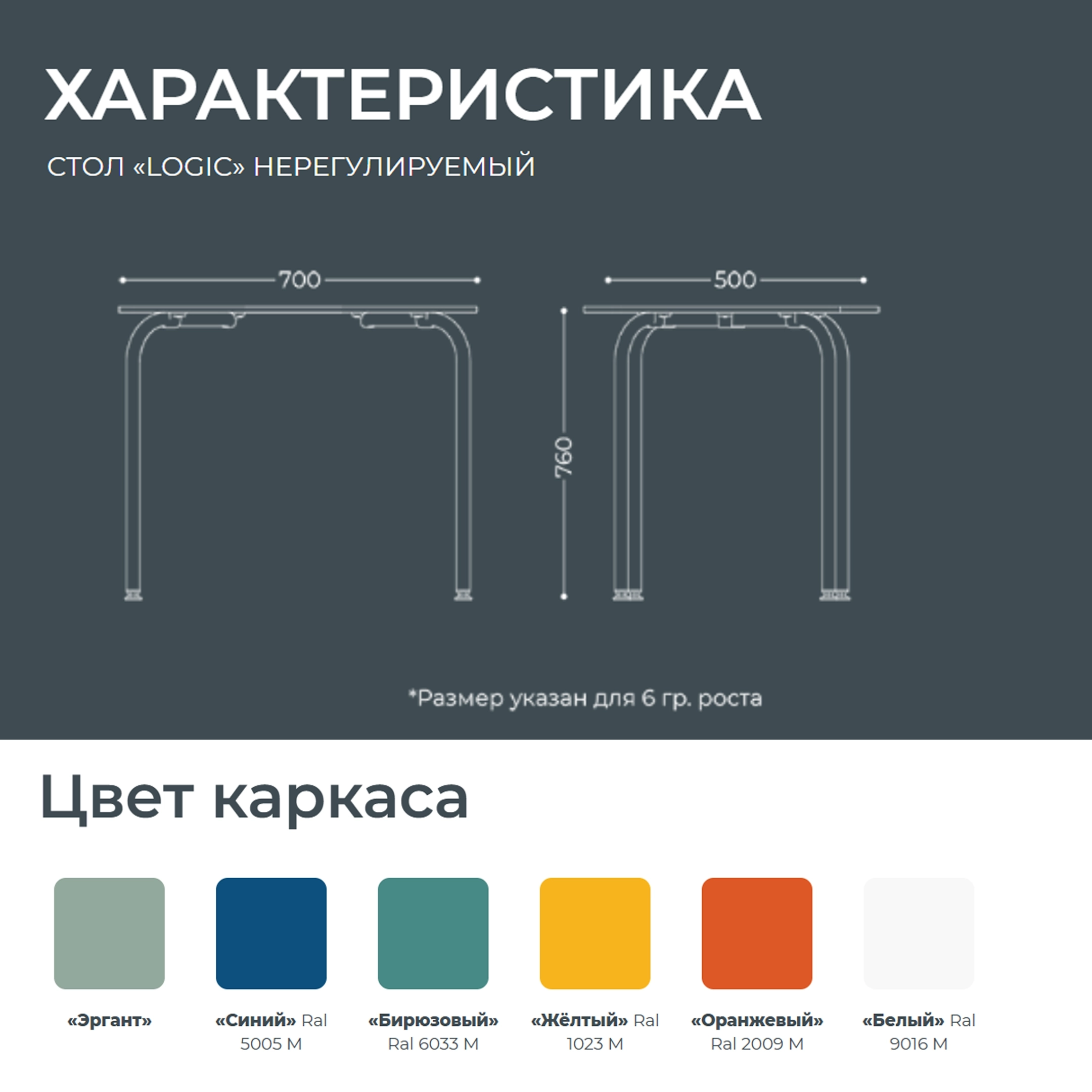 Стол Logic 700х500 (модель СТS-6)