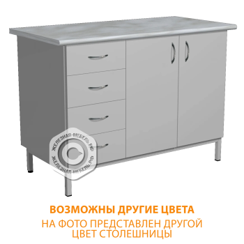 Стол-тумба СЛ-112/1 &laquo;Стандарт&raquo; (корпус ЛДСП серый, столешница постформинг серый, каркас серый)