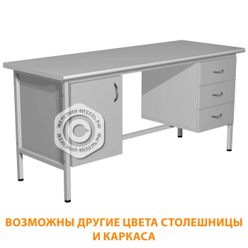 Стол для врача рабочий с 2-мя тумбами СЛ-6 (1600х600х750) (постформинг серый, каркас серый)