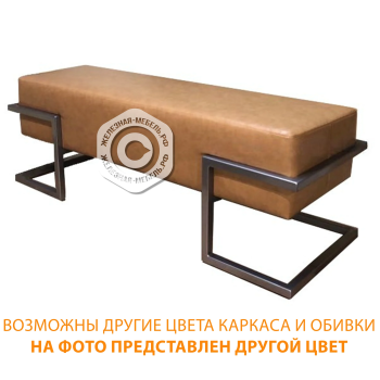 Банкетка двухместная БО-4/2 (кожзам Эконом белый, каркас черный)