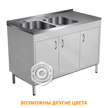 Стол-мойка СТм-106 &laquo;Стандарт&raquo; 1200 (корпус металл серый, столешница нерж. сталь, каркас серый)