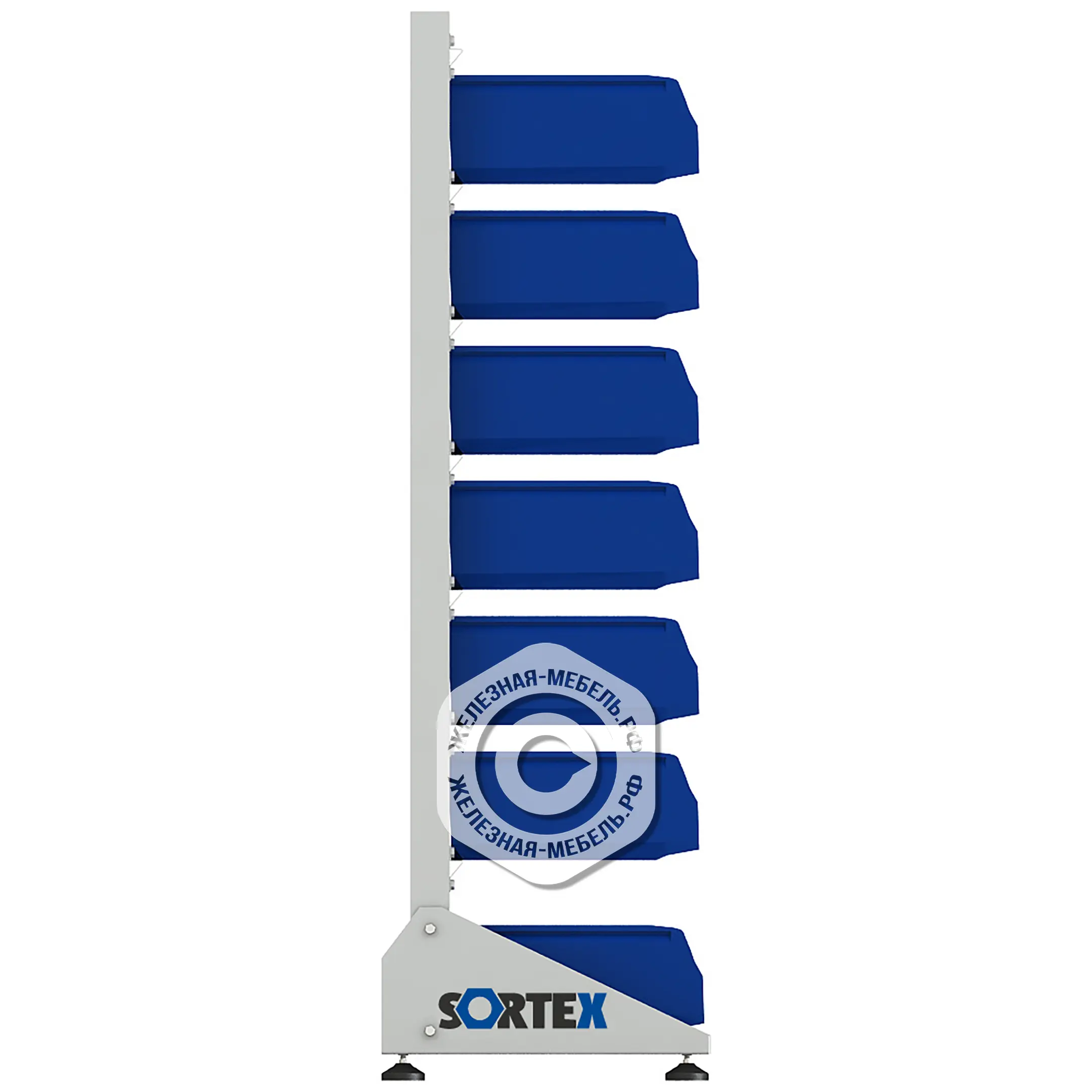 Стеллаж для пластиковых лотков SORTEX односторонний 1500x1000x450.03