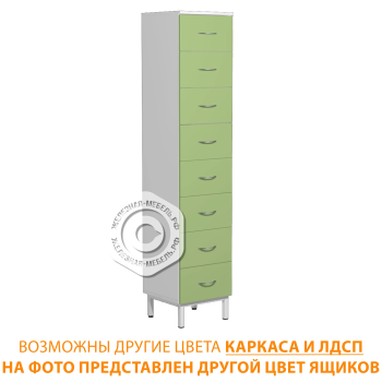 Шкаф картотечный на 8 ящиков ШК-8 (каркас белый, ЛДСП белый, ящики белые)
