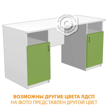 Стол рабочий с двумя тумбами СрТ-6.1 (ЛДСП белый)