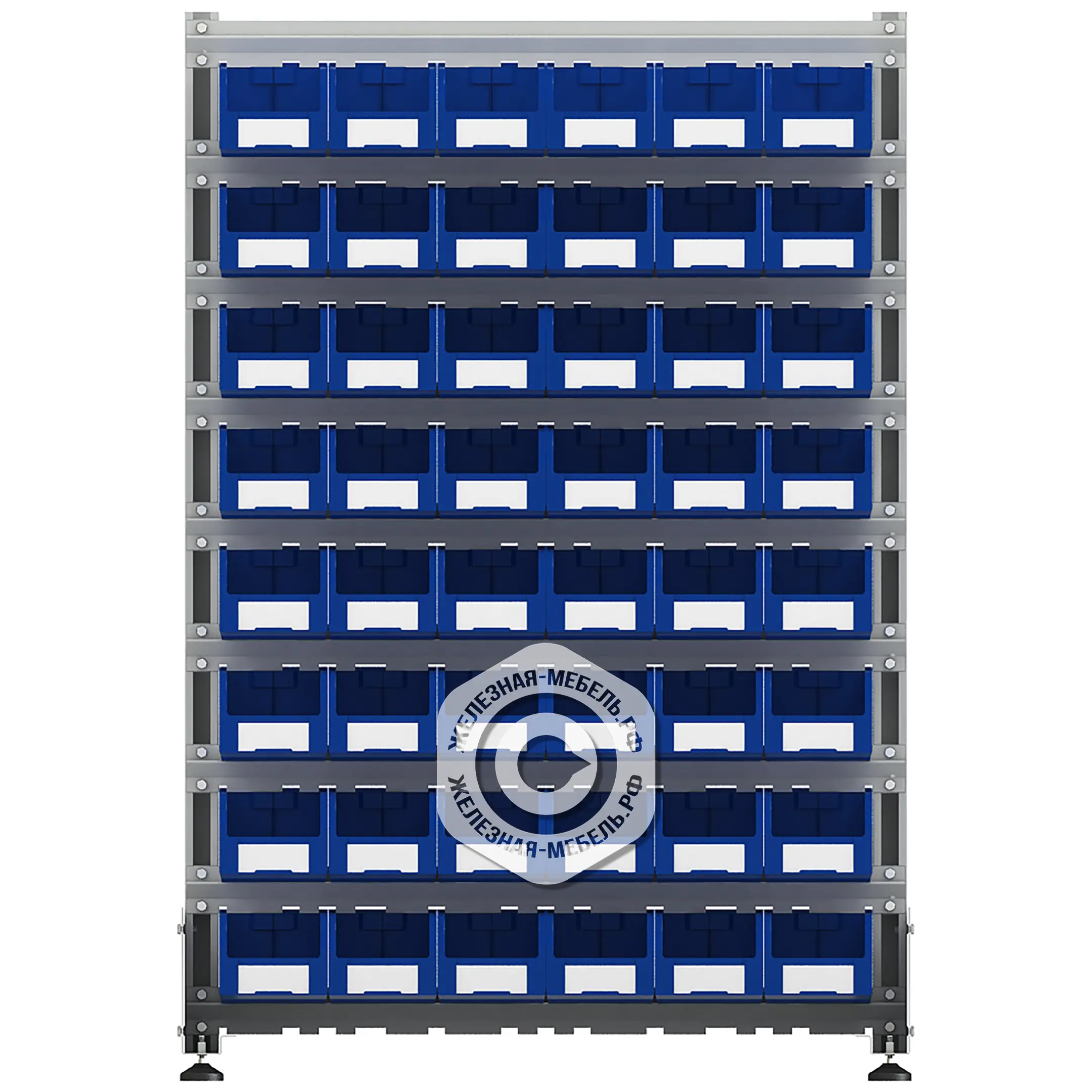Стеллаж для пластиковых лотков SORTEX двухсторонний 1500x1000x800.02