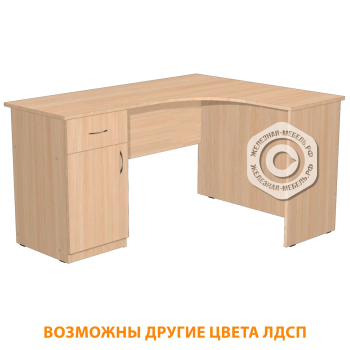 Стол рабочий угловой со встроенной тумбой СРУ-1 (ЛДСП дуб молочный)