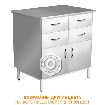 Тумба стационарная металлическая СЛМ-4.3 (столешница сталь, каркас белый)