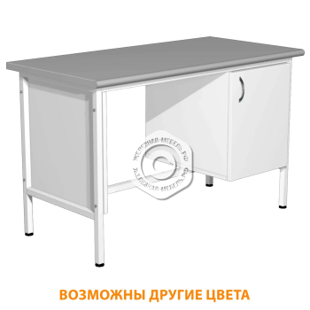 Стол для врача рабочий с тумбой СЛ-3 (1400х600х750) (постформинг серый, каркас белый)