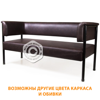 Диван трехместный ДО-2/3 (кожзам Эконом коричневый, каркас черный)