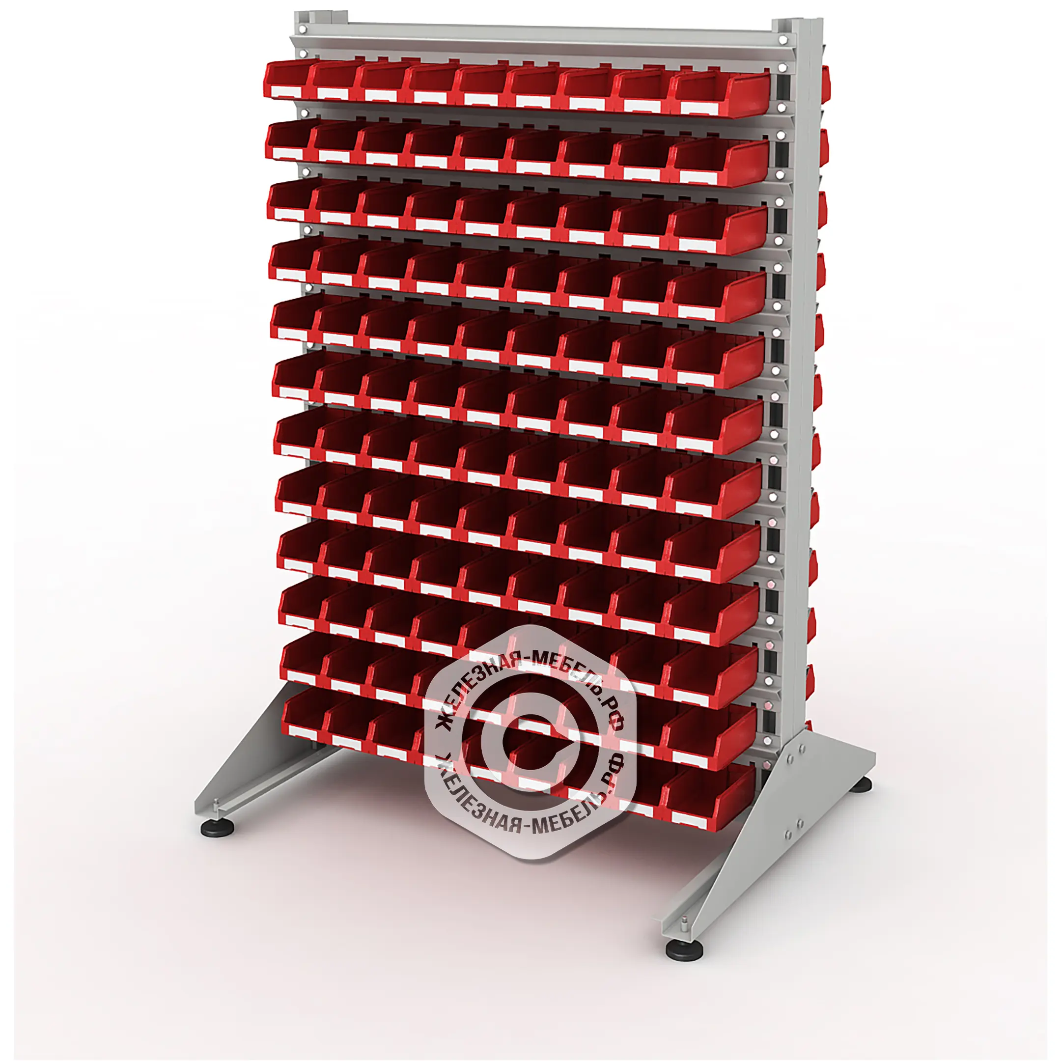 Стеллаж для пластиковых лотков SORTEX двухсторонний 1500x1000x800.01