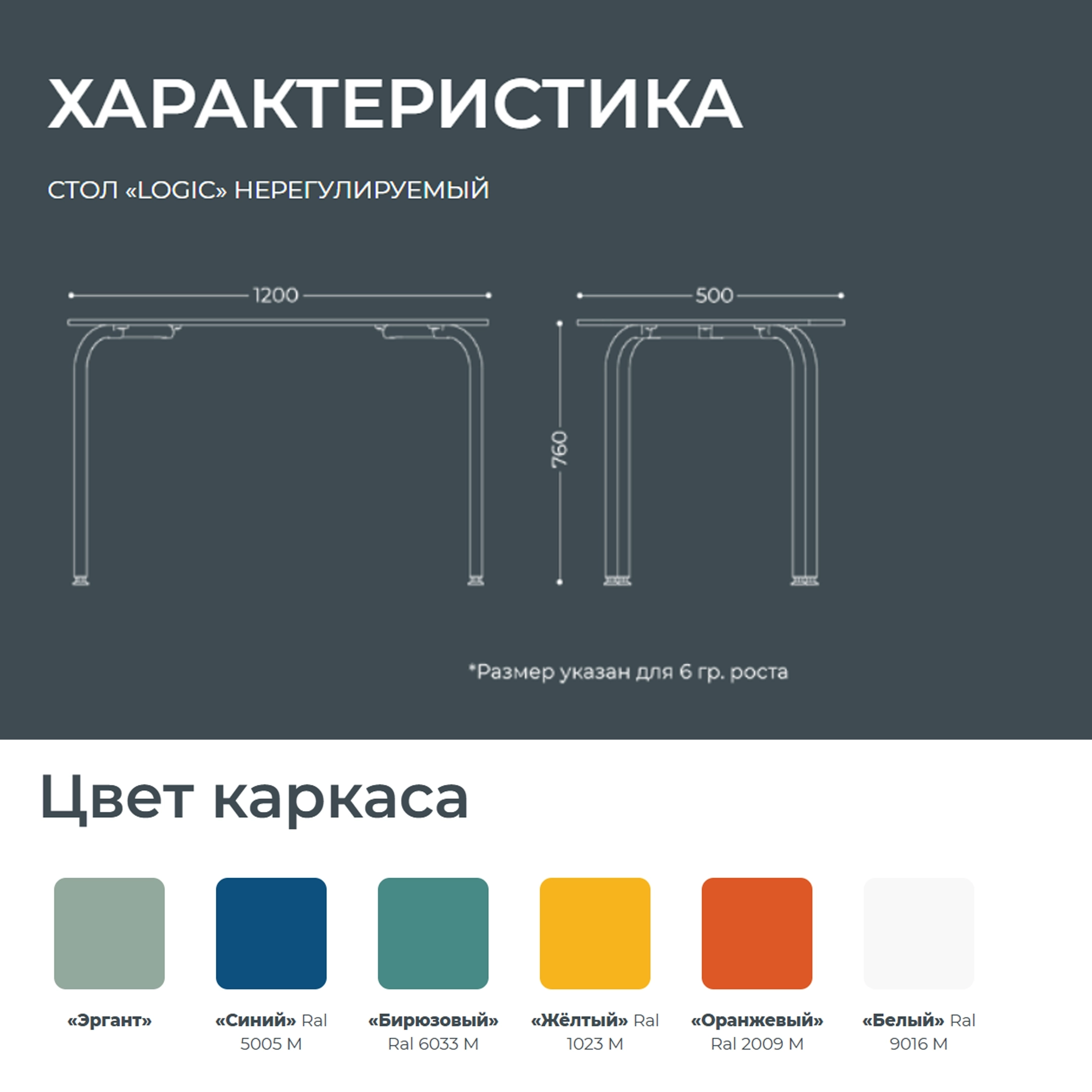 Стол Logic 1200х500 (модель СТS-11)