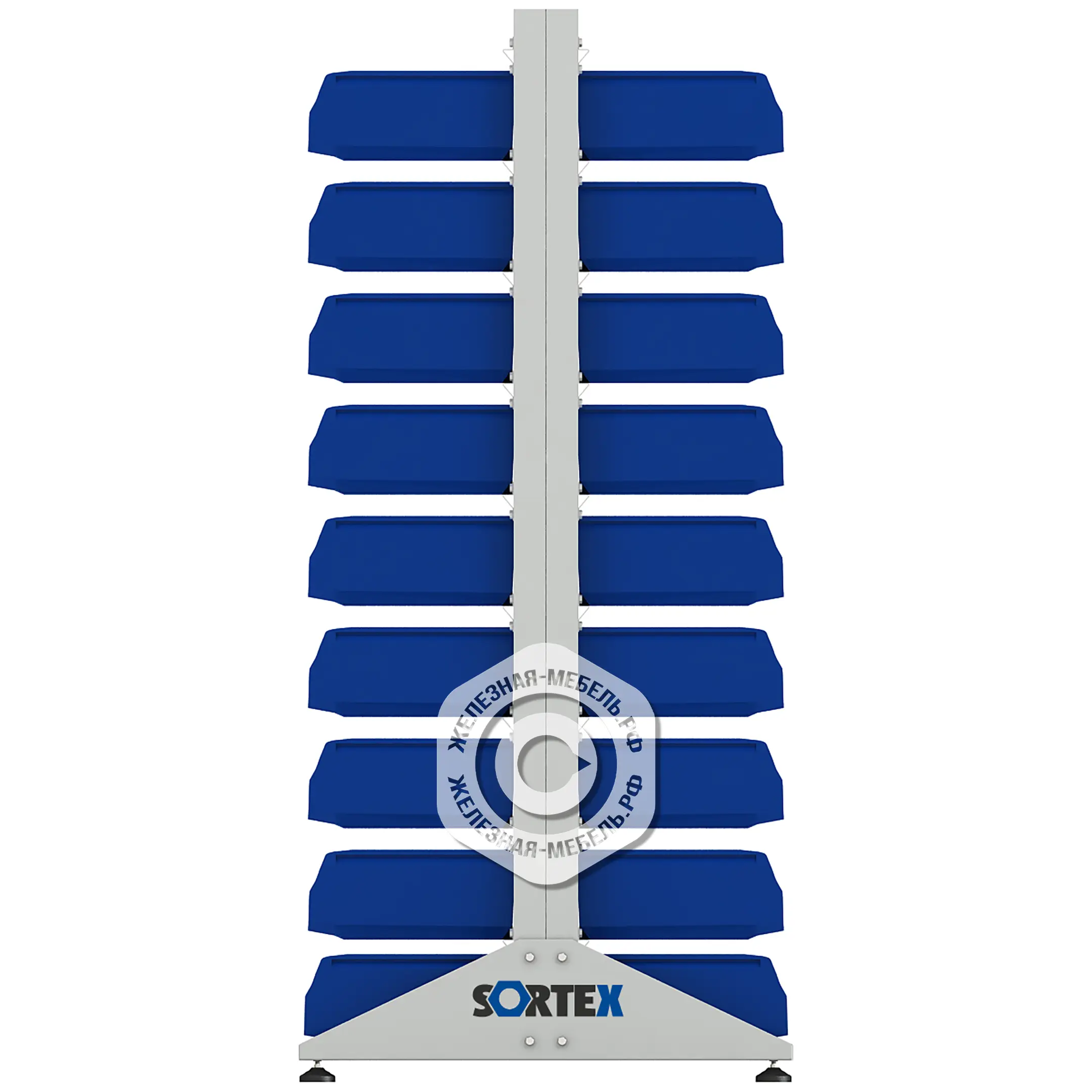 Стеллаж для пластиковых лотков SORTEX двухсторонний 1800x1000x800.03