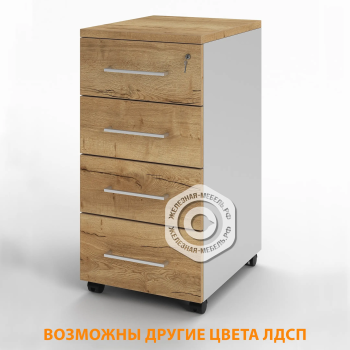 Тумба подкатная ТП-25.1 (с замком) (ЛДСП серый, дуб вотан)