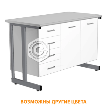 Стол-тумба СЛ-212/2.4 &laquo;Премиум&raquo; (корпус ЛДСП белый, столешница постформинг серый, каркас серый)