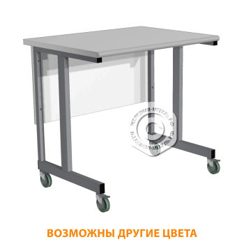 Стол лабораторный подкатной СЛ-215 &laquo;Премиум&raquo; (столеш. постформинг серый, ЛДСП белый, каркас серый)