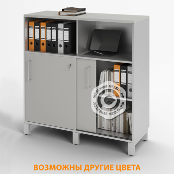 Шкаф для документов ШД-25.1 с замком (ЛДСП серый, каркас серый)