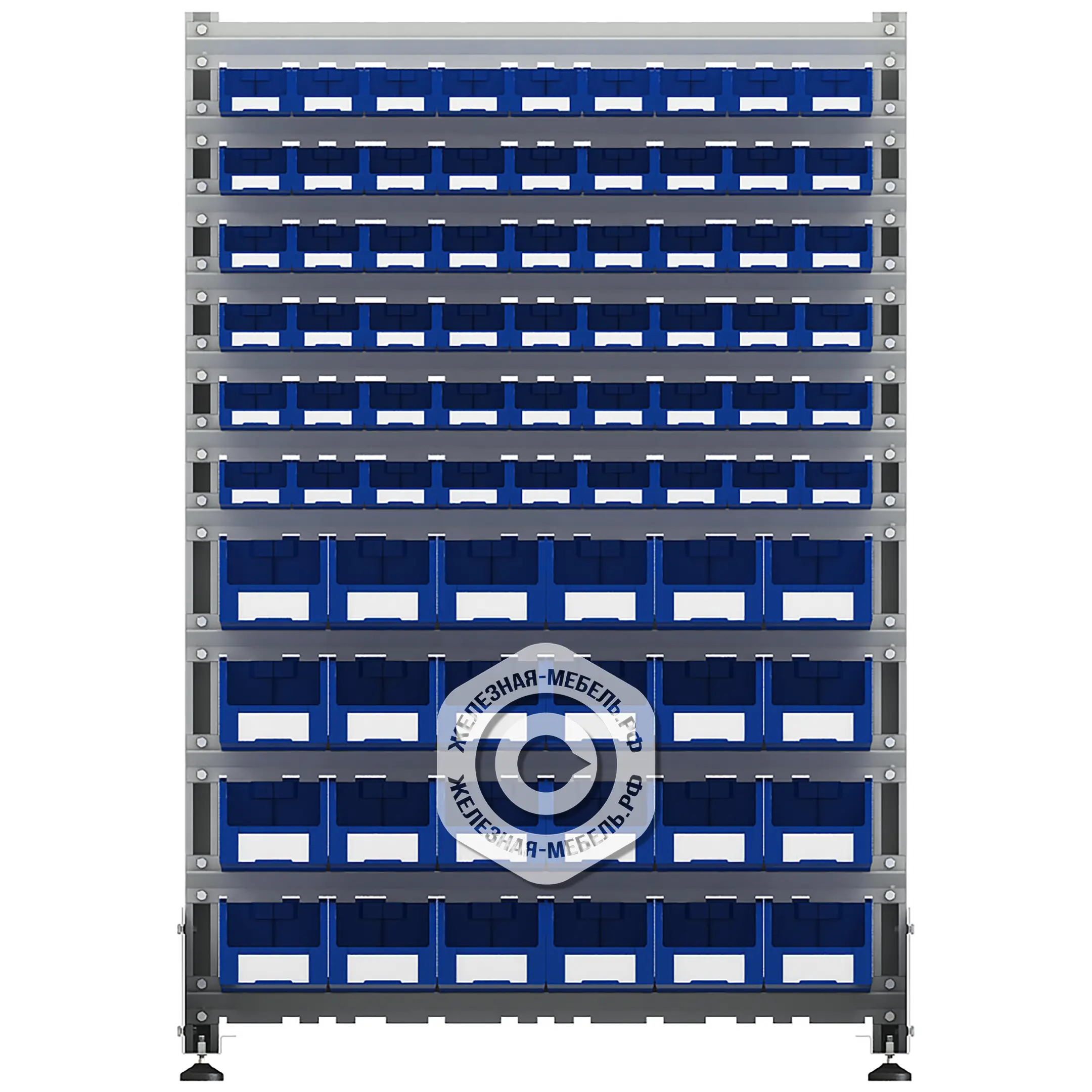 Стеллаж для пластиковых лотков SORTEX двухсторонний 1500x1000x800.04