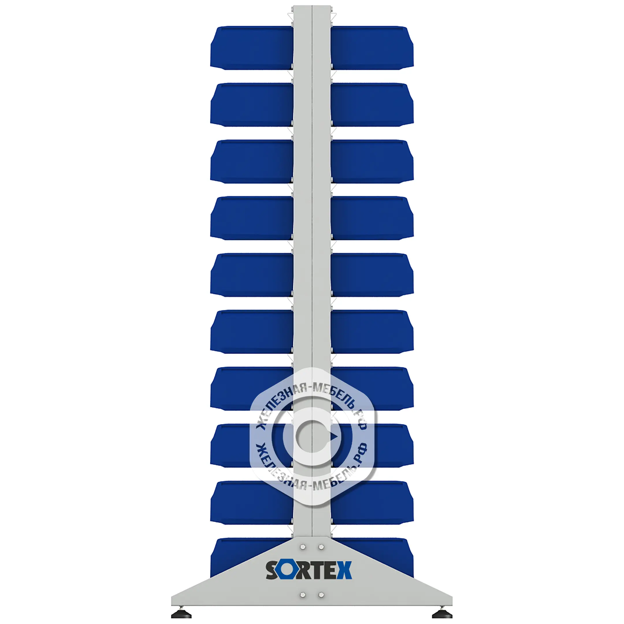 Стеллаж для пластиковых лотков SORTEX двухсторонний 1800x1000x800.02
