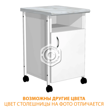 Тумба подкатная ТПМ (постформинг серый, ЛДСП белый, каркас белый)