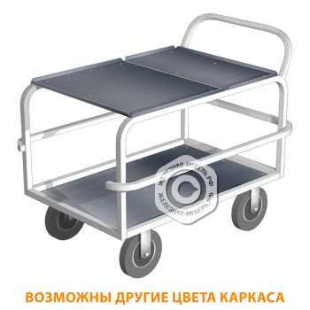 Тележка для развоза пищи ТРП полки нержавеющая сталь (каркас белый)