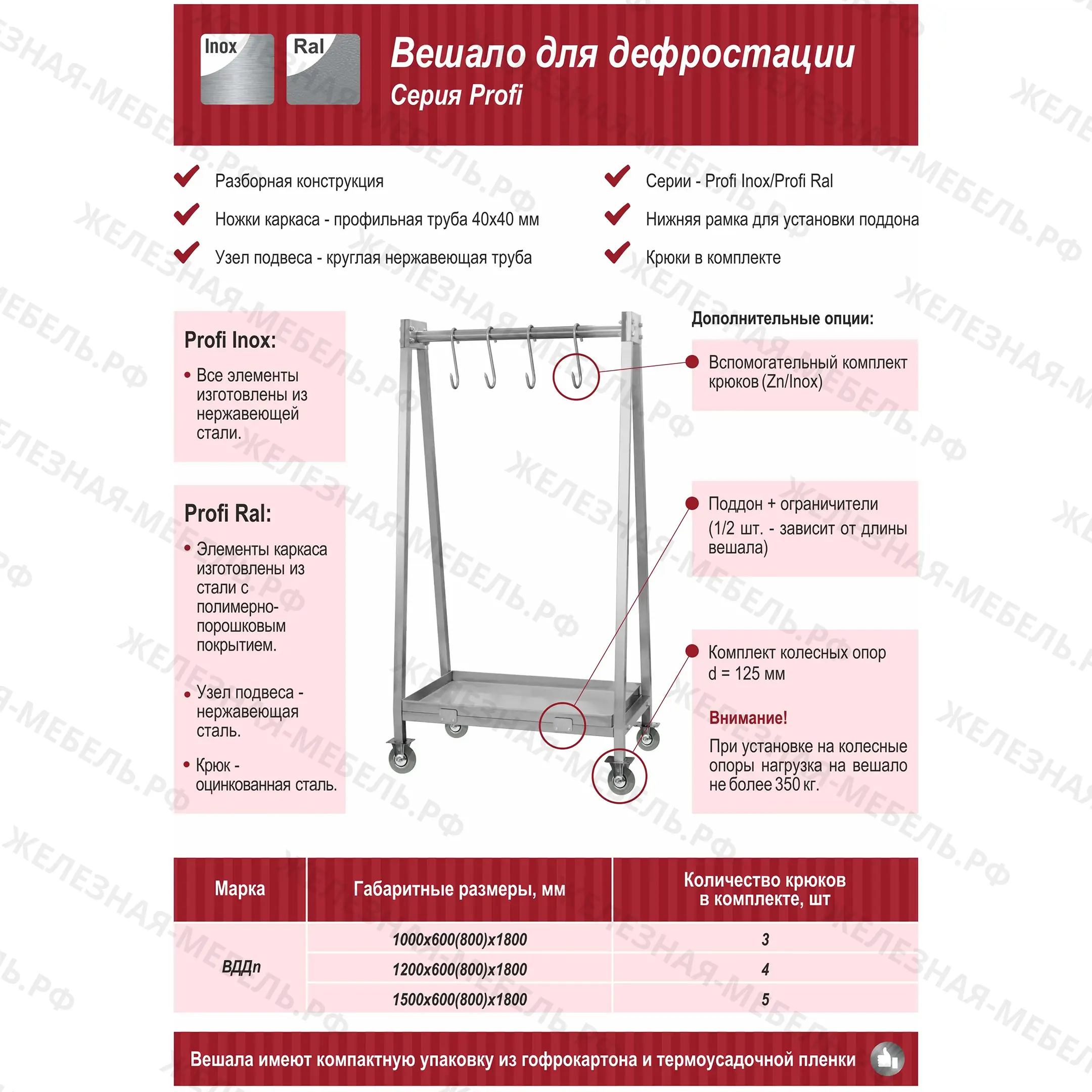 Вешало для дефростации ВДДп 1800х1200х600 &laquo;Profi Ral&raquo;, полимер