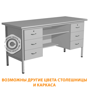 Стол лабораторный СЛ-110 с 2-мя тумбами (1500х600х750) (постформинг серый, каркас серый)
