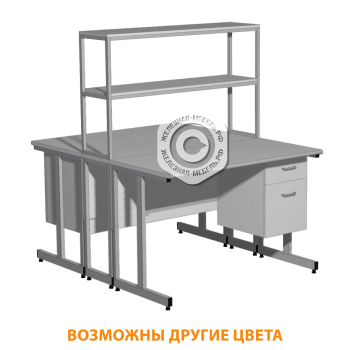 Стол лабораторный островной СЛ-221/1 &laquo;Премиум&raquo; (столеш. постформинг серый, ЛДСП серый, каркас серый)