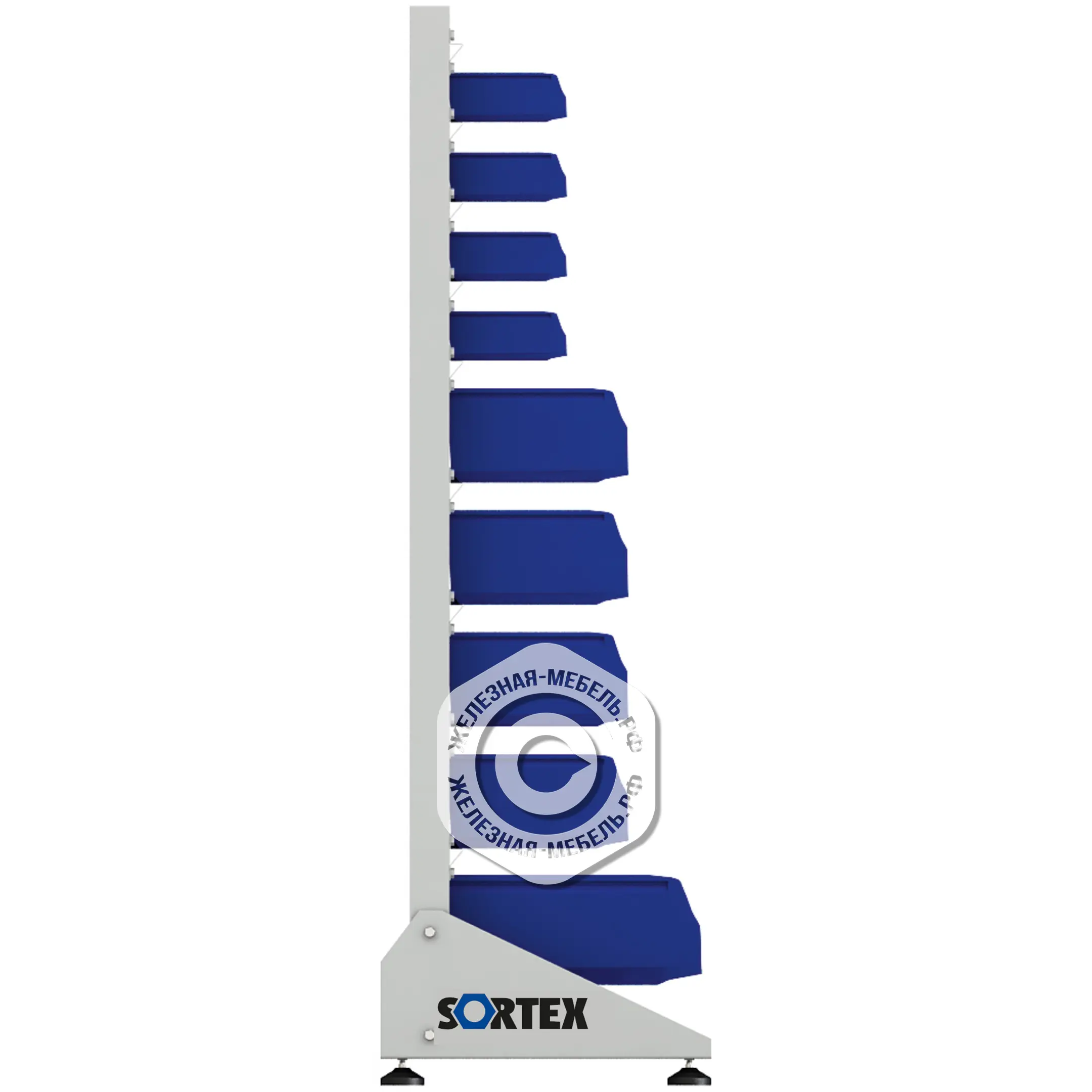 Стеллаж для пластиковых лотков SORTEX односторонний 1500x1000x450.05