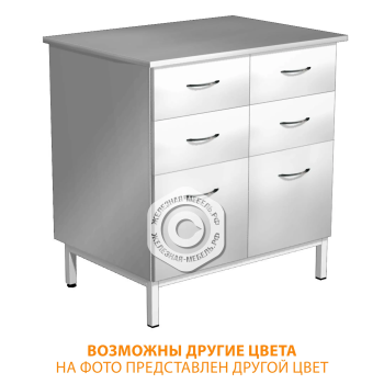 Тумба стационарная металлическая СЛМ-4.4 (столешница сталь, каркас белый)