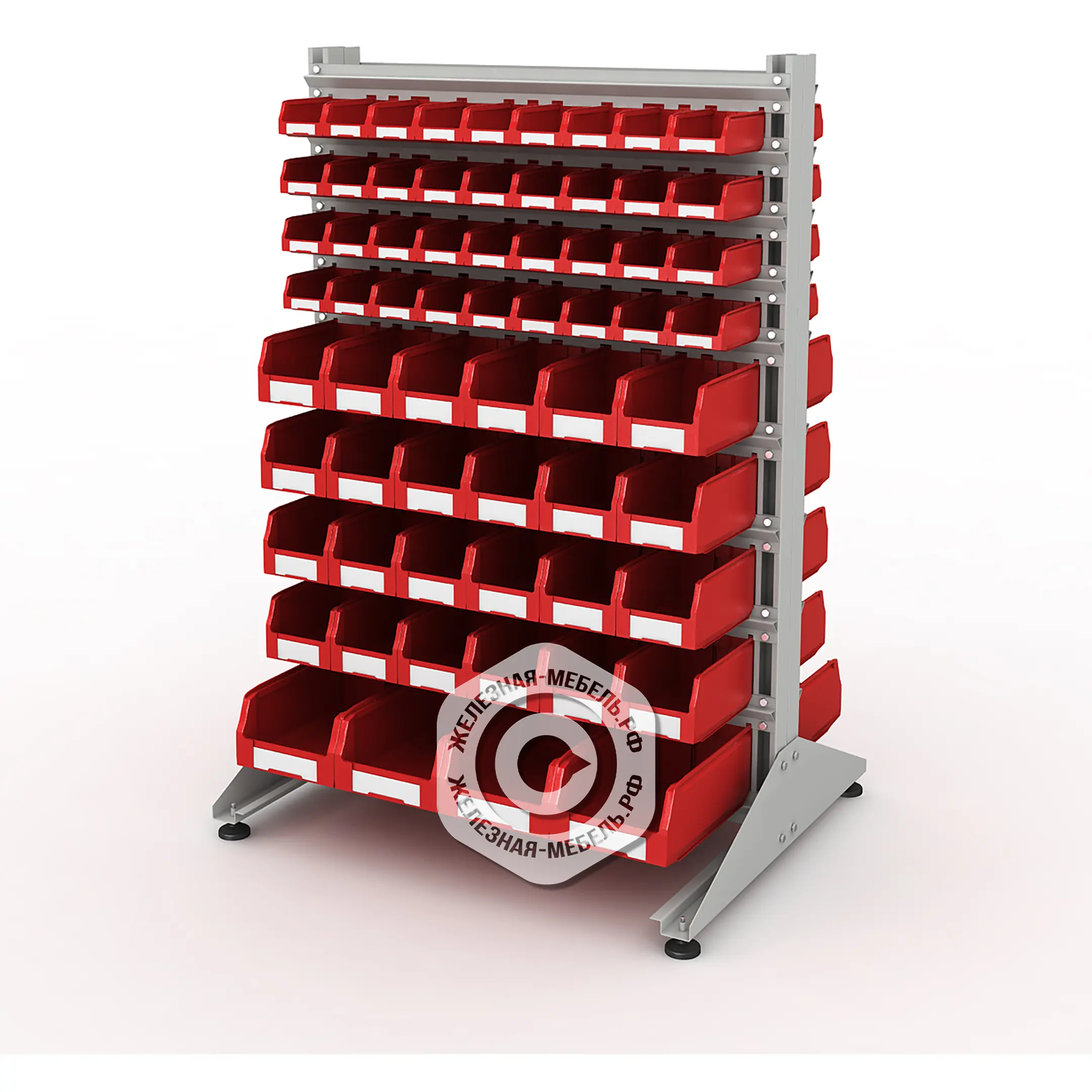 Стеллаж для пластиковых лотков SORTEX двухсторонний 1500x1000x800.05