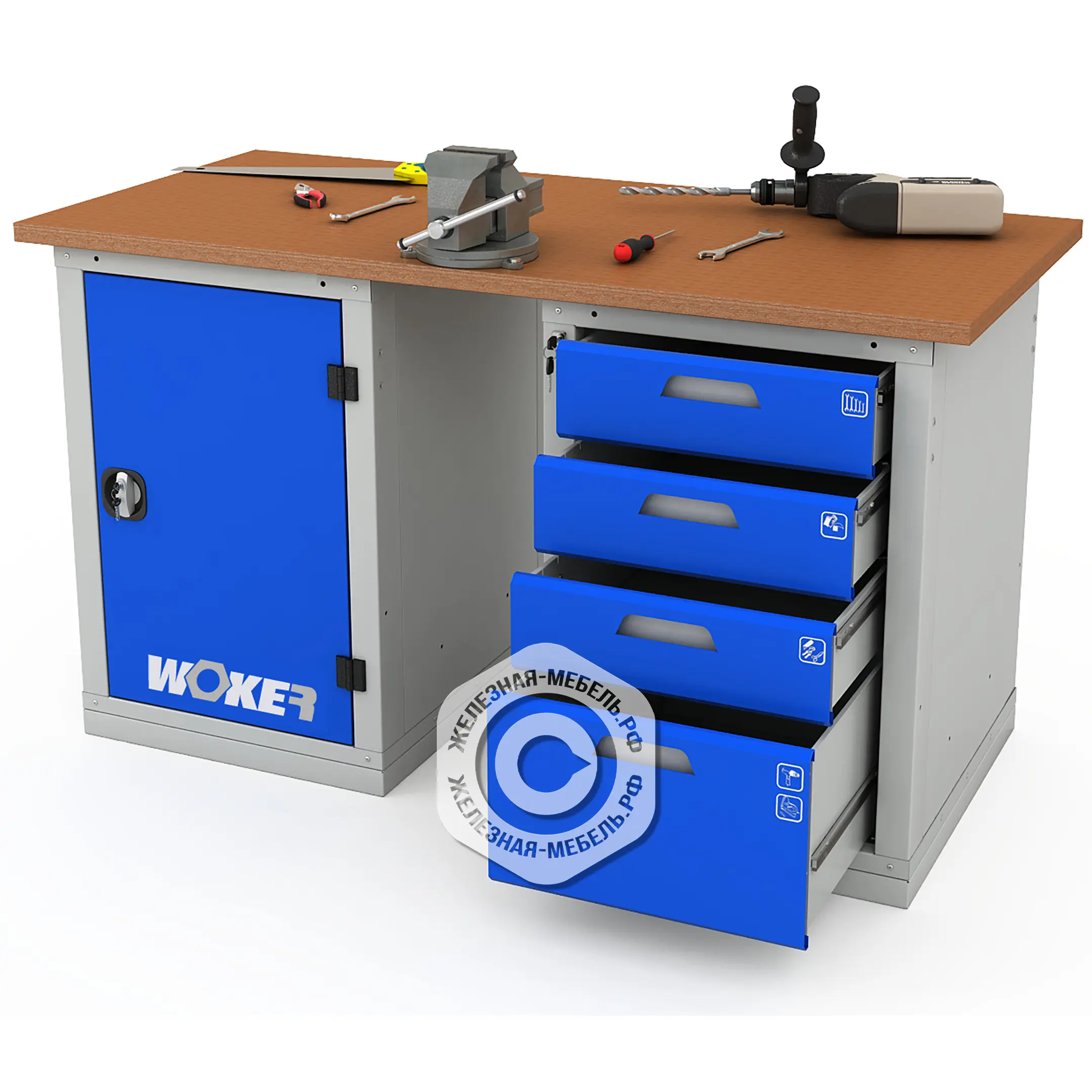 Верстак двухтумбовый WOKER PRO 2104.1200