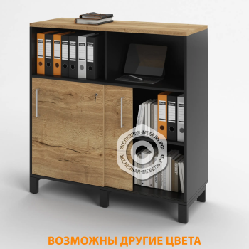 Шкаф для документов ШД-25 без замка (ЛДСП дуб вотан, каркас черный)