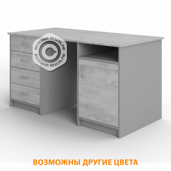 Стол рабочий СрТ-16 (1400х600х750) с двумя тумбами (корпус ЛДСП серый, столеш. ЛДСП дуб канадский)