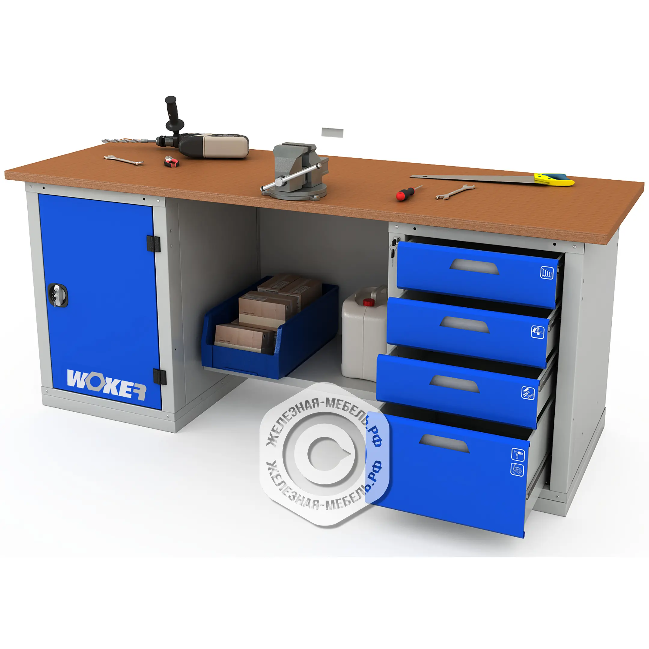 Верстак двухтумбовый WOKER PRO 2104.2000
