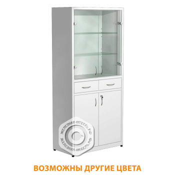 Шкаф металлический для медикаментов (стекло), с ящиками ШдМ-3 (белый)