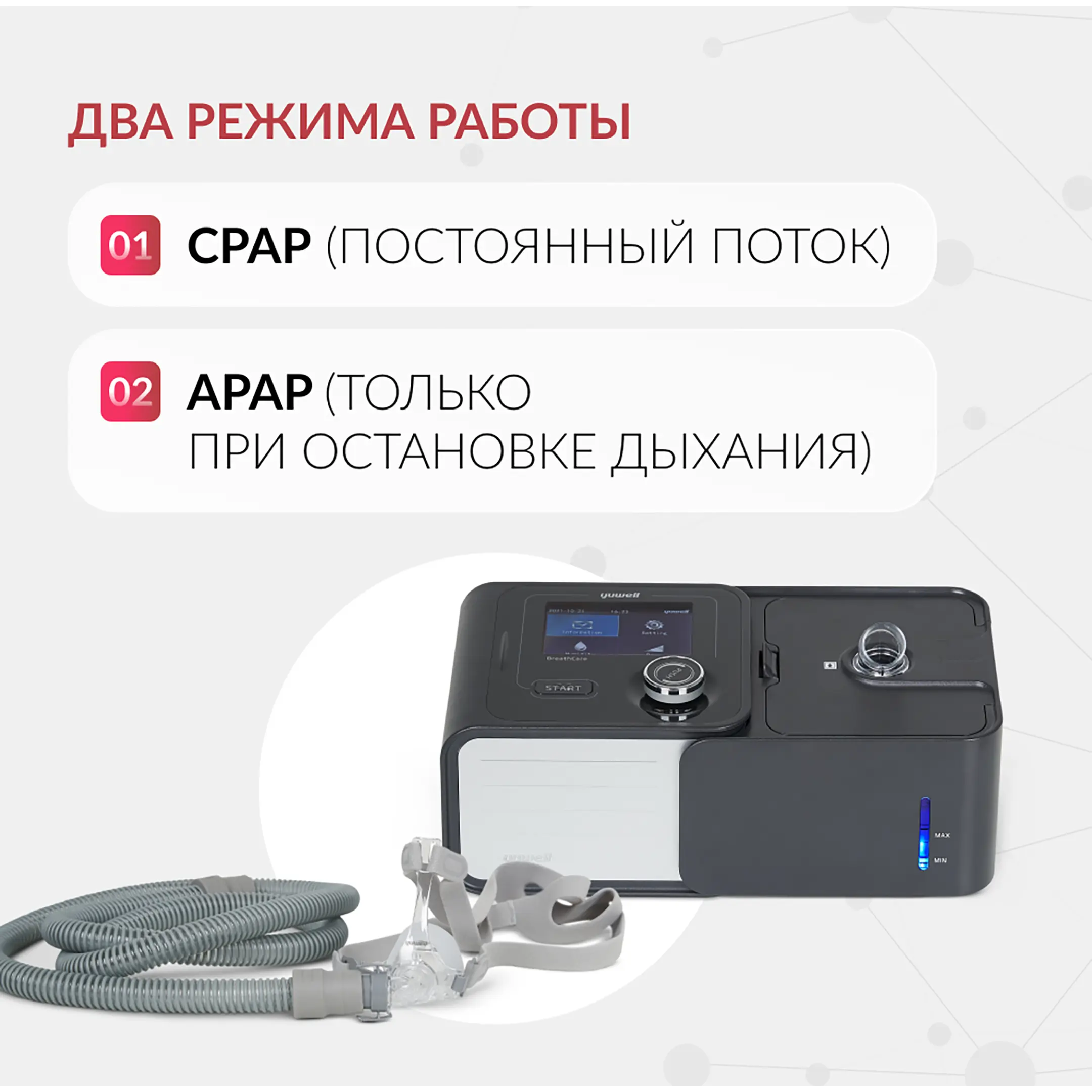 Аппарат для дыхательной терапии Yuwell YH-580 (CPAP/APAP)