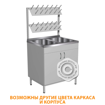 Стол-мойка с сушкой СТм-102/1 (ЛДСП серый, каркас серый)