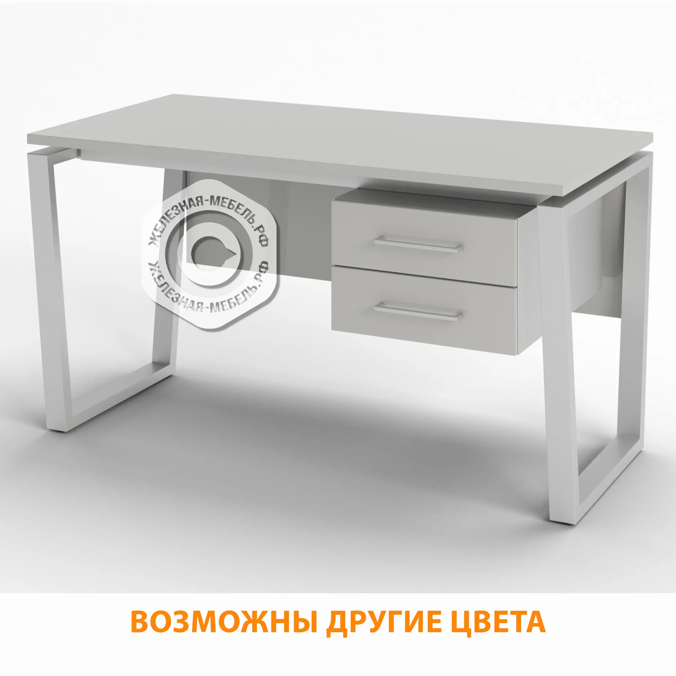 Стол рабочий 2 ящика СрТ-22 (тип 3) (1400х600х750) (столешница ЛДСП серый, каркас серый)