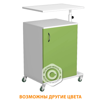 Тумба подкатная ТПМ-1 с надкроватным столиком (ЛДСП белый, каркас белый)