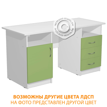 Стол рабочий с двумя тумбами СрТ-4.1 (ЛДСП белый)