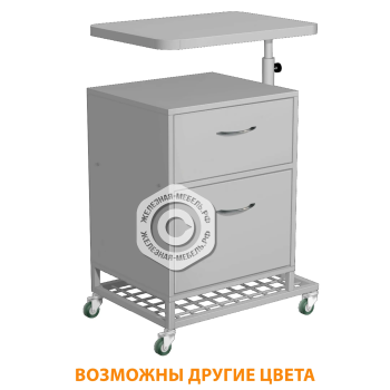 Тумба подкатная ТПМ-3 с надкроватным столиком (постформинг серый, ЛДСП серый, каркас серый)