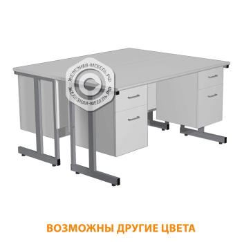 Стол лабораторный островной СЛ-220 &laquo;Премиум&raquo; (столеш. постформинг серый, ЛДСП серый, каркас серый)