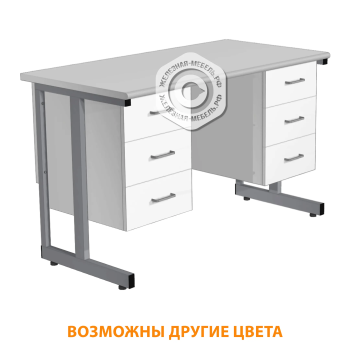 Стол лабораторный СЛ-205/1 &laquo;Премиум&raquo; (столешница постформинг серый, тумба ЛДСП белый, каркас серый)