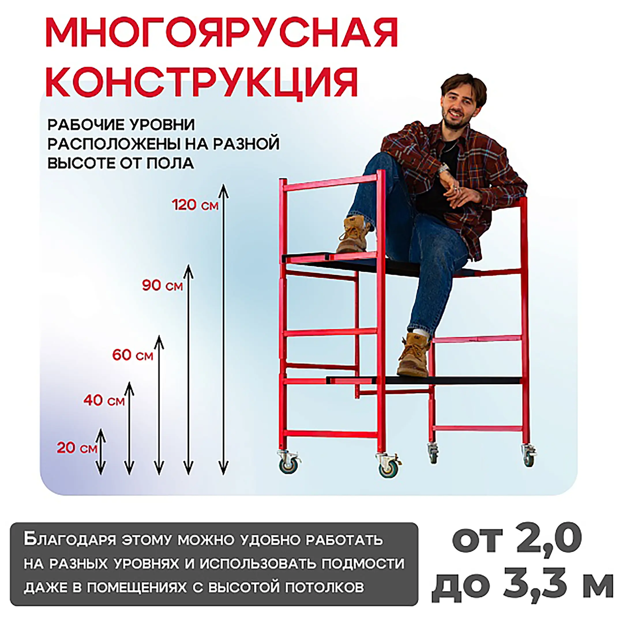 Помост складной малярный на колёсах H120